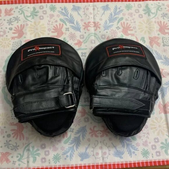 Pro Impact Training Hand Pads Gloves Black Absorbent Genuine Leather UNUSED! - Picture 1 of 13